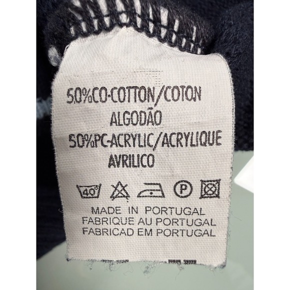 Vintage 90s Sailor Sweater Vest Medium Navy V-neck Cotton Blend Made In Portugal - Picture 4 of 8